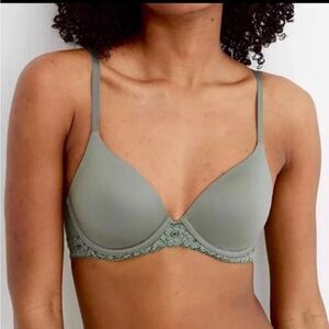 Aerie Green Lace Trim Full Coverage Bra Size 34c NWT